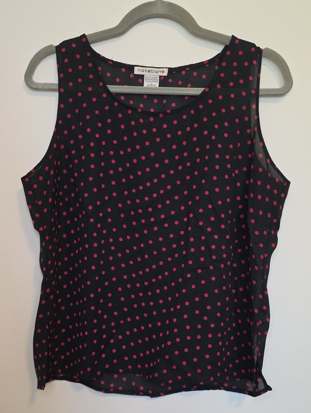 Notations Black Camisole with Red Polka Dot Print